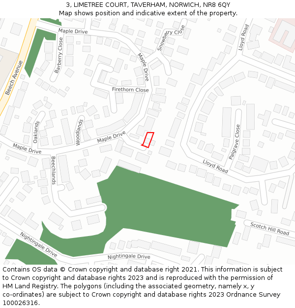 3, LIMETREE COURT, TAVERHAM, NORWICH, NR8 6QY: Location map and indicative extent of plot