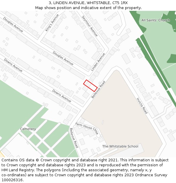 3, LINDEN AVENUE, WHITSTABLE, CT5 1RX: Location map and indicative extent of plot