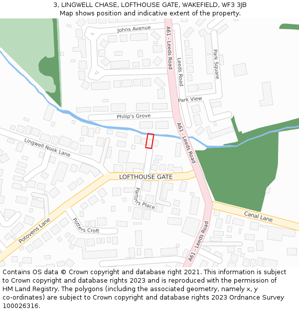 3, LINGWELL CHASE, LOFTHOUSE GATE, WAKEFIELD, WF3 3JB: Location map and indicative extent of plot