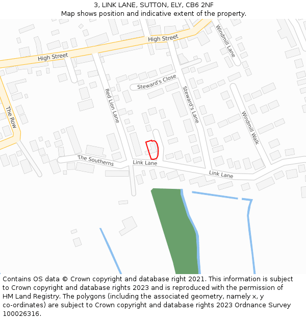 3, LINK LANE, SUTTON, ELY, CB6 2NF: Location map and indicative extent of plot