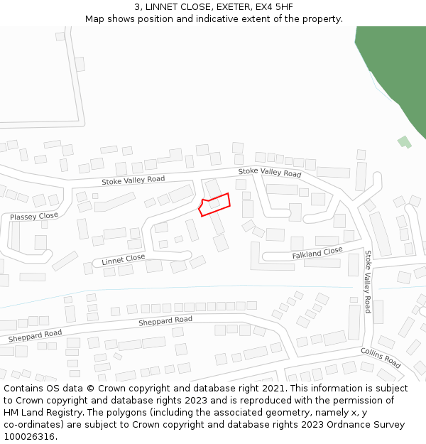 3, LINNET CLOSE, EXETER, EX4 5HF: Location map and indicative extent of plot