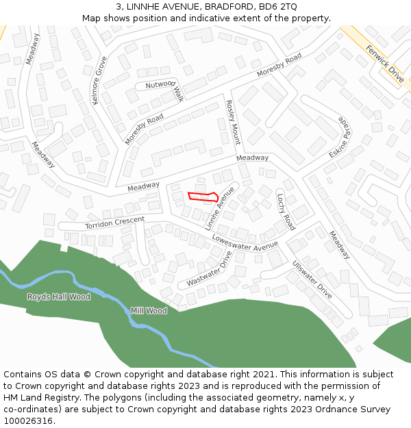 3, LINNHE AVENUE, BRADFORD, BD6 2TQ: Location map and indicative extent of plot