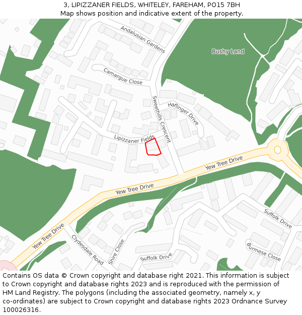 3, LIPIZZANER FIELDS, WHITELEY, FAREHAM, PO15 7BH: Location map and indicative extent of plot