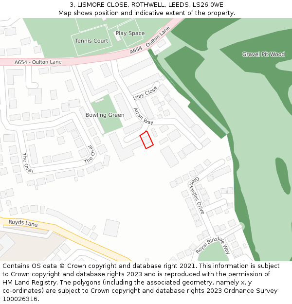 3, LISMORE CLOSE, ROTHWELL, LEEDS, LS26 0WE: Location map and indicative extent of plot