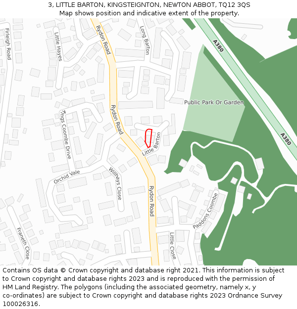 3, LITTLE BARTON, KINGSTEIGNTON, NEWTON ABBOT, TQ12 3QS: Location map and indicative extent of plot