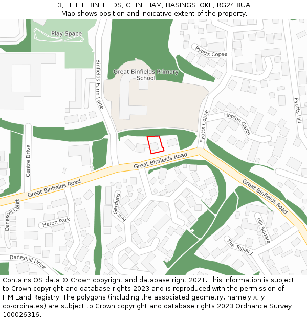 3, LITTLE BINFIELDS, CHINEHAM, BASINGSTOKE, RG24 8UA: Location map and indicative extent of plot