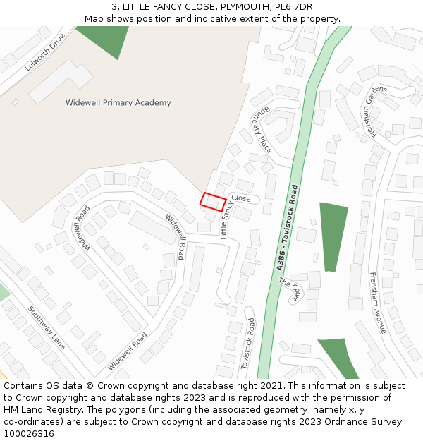 3, LITTLE FANCY CLOSE, PLYMOUTH, PL6 7DR: Location map and indicative extent of plot