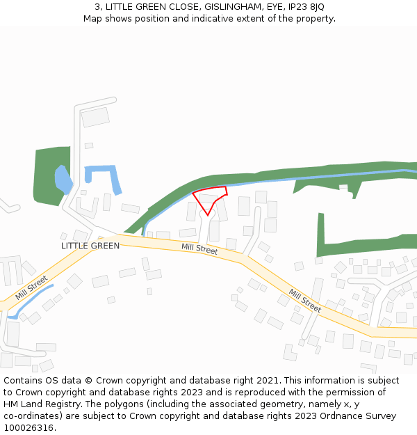 3, LITTLE GREEN CLOSE, GISLINGHAM, EYE, IP23 8JQ: Location map and indicative extent of plot