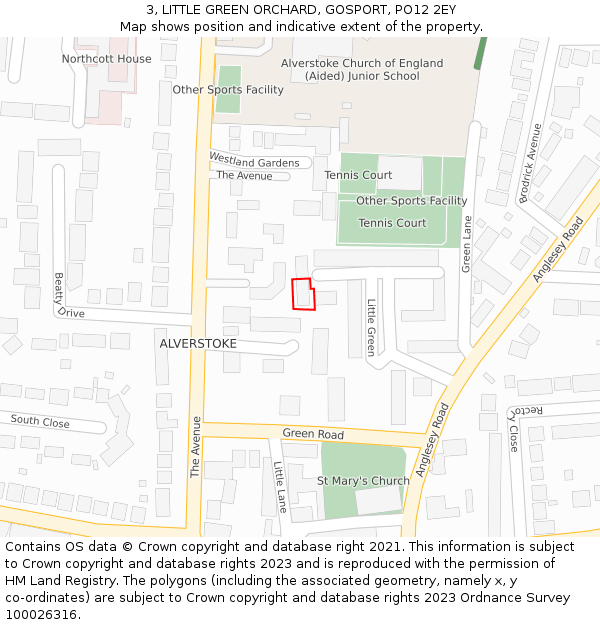 3, LITTLE GREEN ORCHARD, GOSPORT, PO12 2EY: Location map and indicative extent of plot