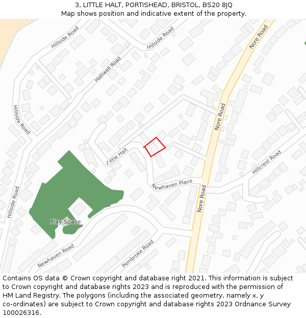 3, LITTLE HALT, PORTISHEAD, BRISTOL, BS20 8JQ: Location map and indicative extent of plot