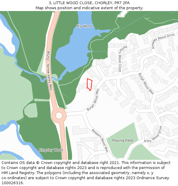 3, LITTLE WOOD CLOSE, CHORLEY, PR7 2FA: Location map and indicative extent of plot