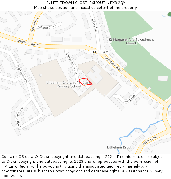 3, LITTLEDOWN CLOSE, EXMOUTH, EX8 2QY: Location map and indicative extent of plot
