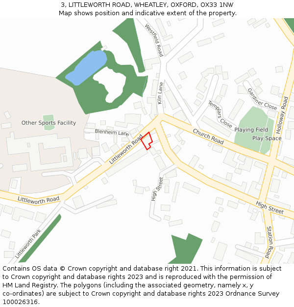 3, LITTLEWORTH ROAD, WHEATLEY, OXFORD, OX33 1NW: Location map and indicative extent of plot