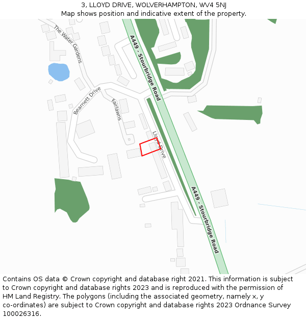 3, LLOYD DRIVE, WOLVERHAMPTON, WV4 5NJ: Location map and indicative extent of plot