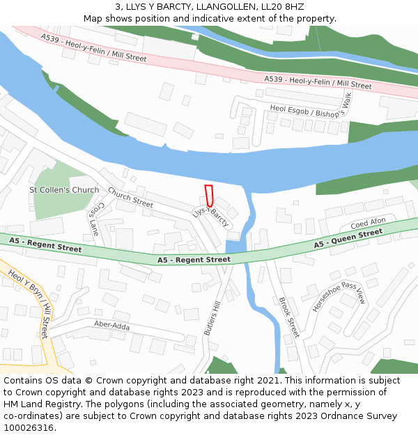 3, LLYS Y BARCTY, LLANGOLLEN, LL20 8HZ: Location map and indicative extent of plot