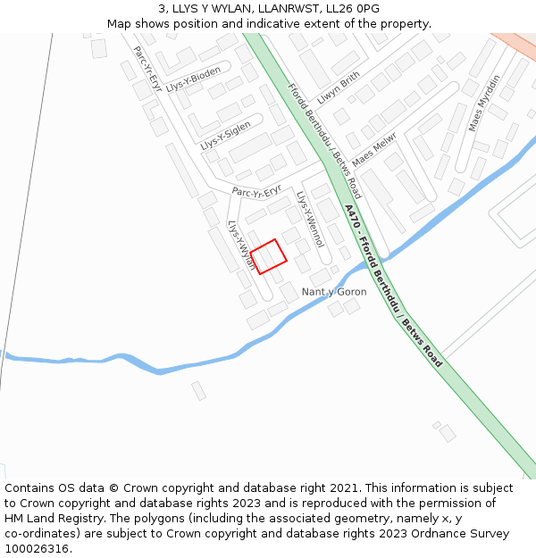 3, LLYS Y WYLAN, LLANRWST, LL26 0PG: Location map and indicative extent of plot