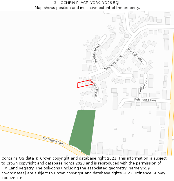 3, LOCHRIN PLACE, YORK, YO26 5QL: Location map and indicative extent of plot