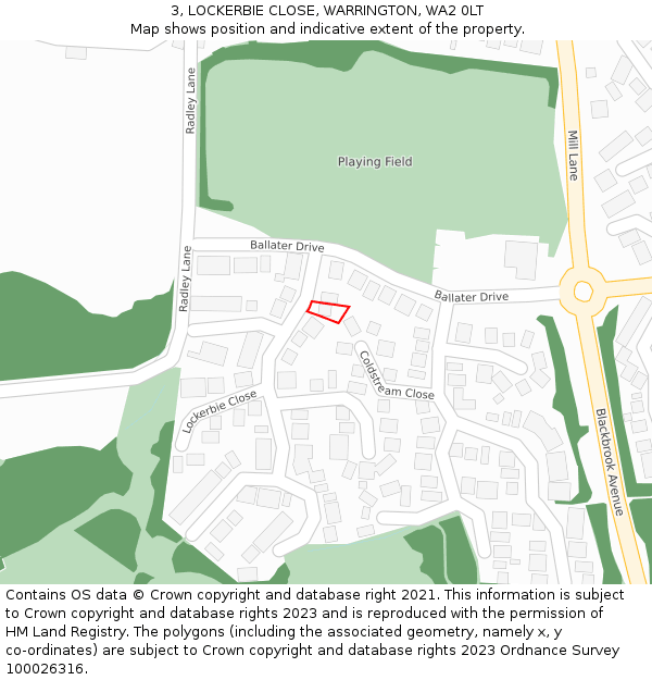 3, LOCKERBIE CLOSE, WARRINGTON, WA2 0LT: Location map and indicative extent of plot