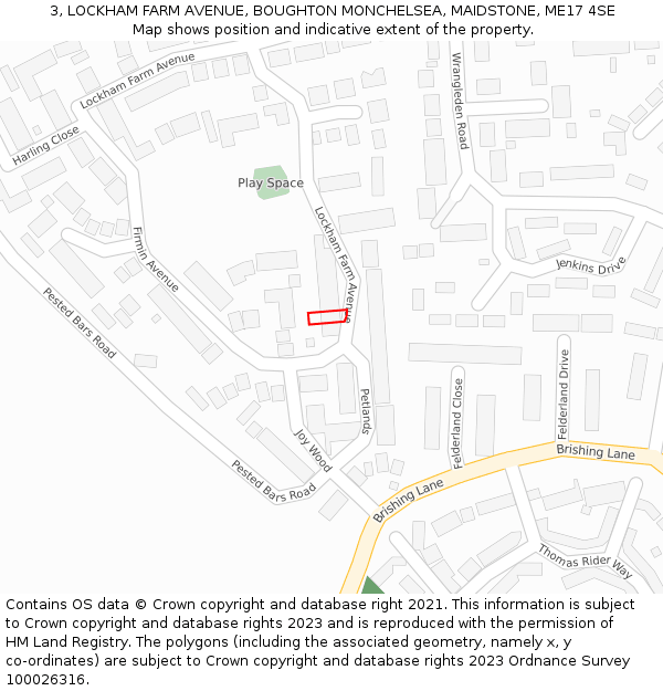 3, LOCKHAM FARM AVENUE, BOUGHTON MONCHELSEA, MAIDSTONE, ME17 4SE: Location map and indicative extent of plot