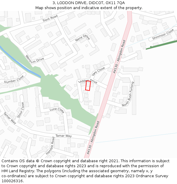 3, LODDON DRIVE, DIDCOT, OX11 7QA: Location map and indicative extent of plot