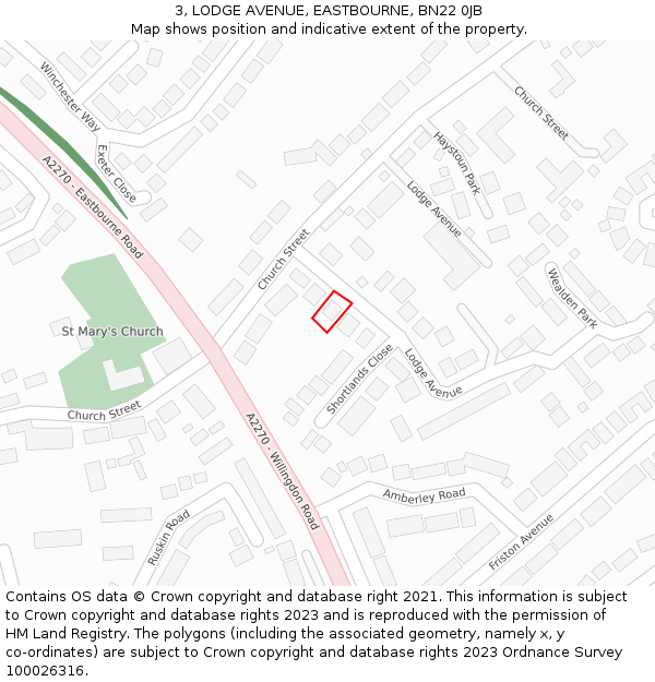 3, LODGE AVENUE, EASTBOURNE, BN22 0JB: Location map and indicative extent of plot