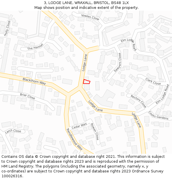 3, LODGE LANE, WRAXALL, BRISTOL, BS48 1LX: Location map and indicative extent of plot