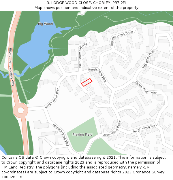 3, LODGE WOOD CLOSE, CHORLEY, PR7 2FL: Location map and indicative extent of plot
