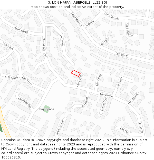 3, LON HAFAN, ABERGELE, LL22 8QJ: Location map and indicative extent of plot