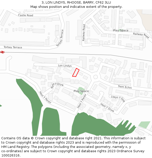 3, LON LINDYS, RHOOSE, BARRY, CF62 3LU: Location map and indicative extent of plot