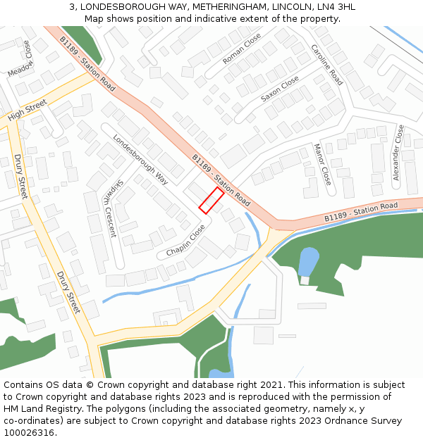 3, LONDESBOROUGH WAY, METHERINGHAM, LINCOLN, LN4 3HL: Location map and indicative extent of plot