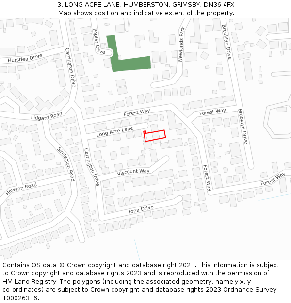 3, LONG ACRE LANE, HUMBERSTON, GRIMSBY, DN36 4FX: Location map and indicative extent of plot