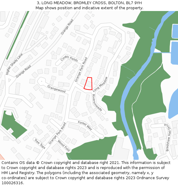 3, LONG MEADOW, BROMLEY CROSS, BOLTON, BL7 9YH: Location map and indicative extent of plot