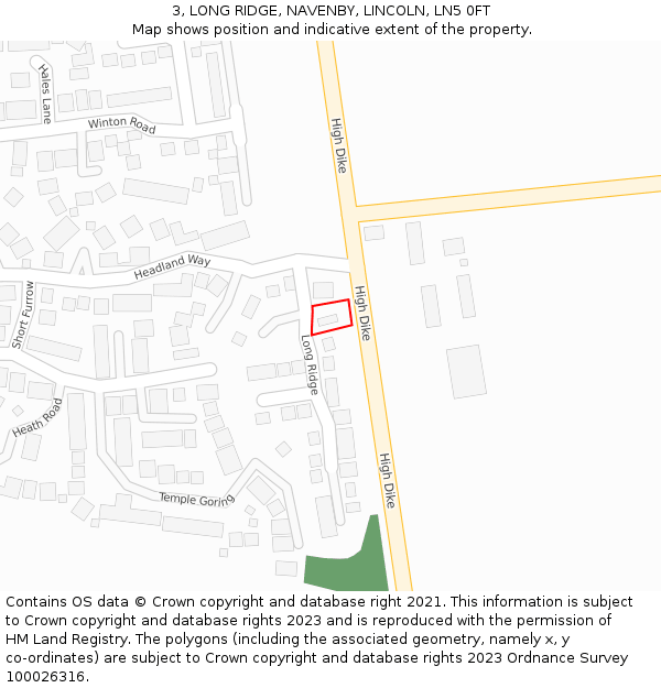 3, LONG RIDGE, NAVENBY, LINCOLN, LN5 0FT: Location map and indicative extent of plot