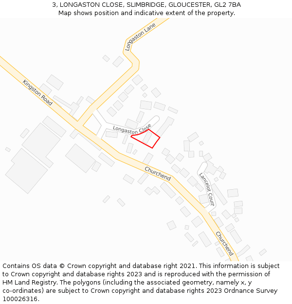 3, LONGASTON CLOSE, SLIMBRIDGE, GLOUCESTER, GL2 7BA: Location map and indicative extent of plot