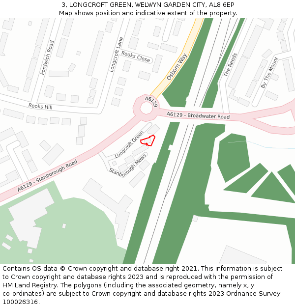 3, LONGCROFT GREEN, WELWYN GARDEN CITY, AL8 6EP: Location map and indicative extent of plot