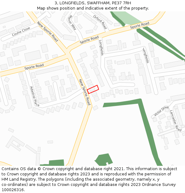 3, LONGFIELDS, SWAFFHAM, PE37 7RH: Location map and indicative extent of plot