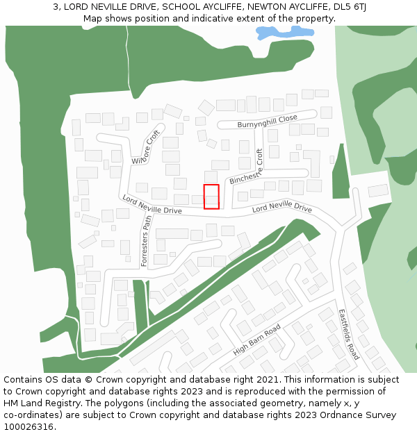 3, LORD NEVILLE DRIVE, SCHOOL AYCLIFFE, NEWTON AYCLIFFE, DL5 6TJ: Location map and indicative extent of plot