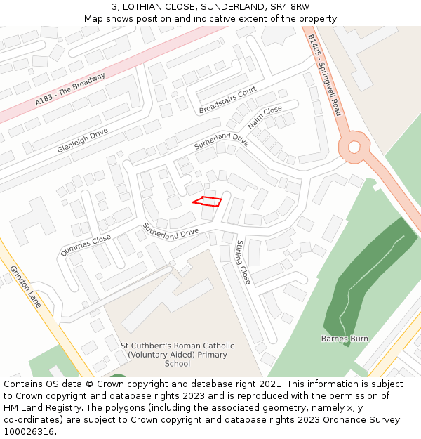 3, LOTHIAN CLOSE, SUNDERLAND, SR4 8RW: Location map and indicative extent of plot