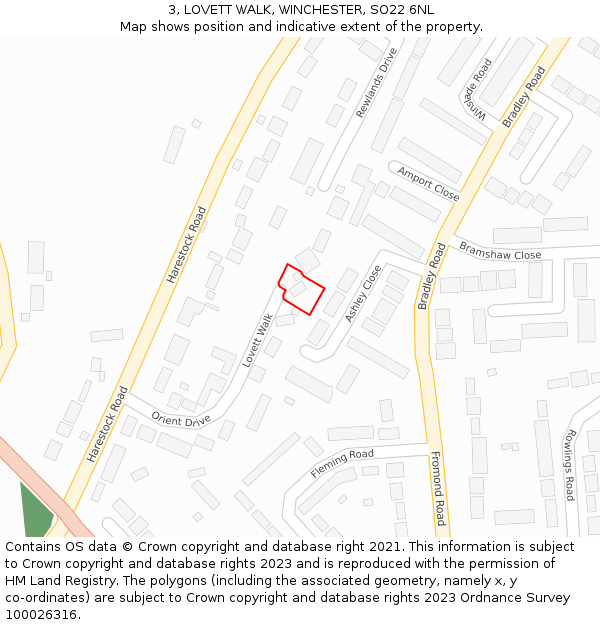 3, LOVETT WALK, WINCHESTER, SO22 6NL: Location map and indicative extent of plot