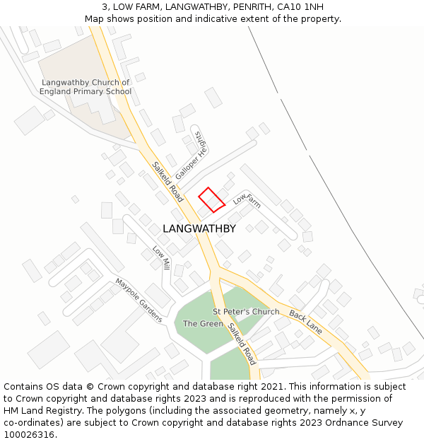 3, LOW FARM, LANGWATHBY, PENRITH, CA10 1NH: Location map and indicative extent of plot