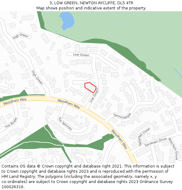 3, LOW GREEN, NEWTON AYCLIFFE, DL5 4TR: Location map and indicative extent of plot