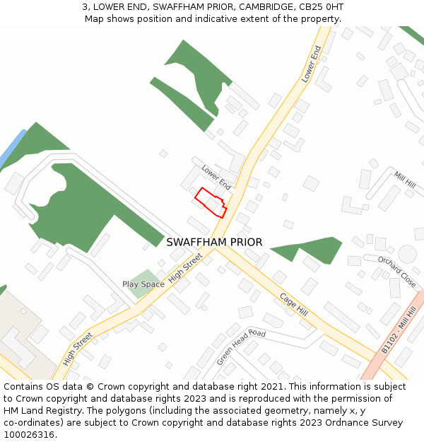 3, LOWER END, SWAFFHAM PRIOR, CAMBRIDGE, CB25 0HT: Location map and indicative extent of plot
