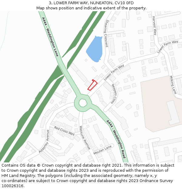 3, LOWER FARM WAY, NUNEATON, CV10 0FD: Location map and indicative extent of plot