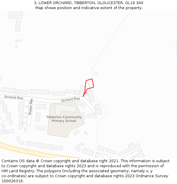 3, LOWER ORCHARD, TIBBERTON, GLOUCESTER, GL19 3AX: Location map and indicative extent of plot