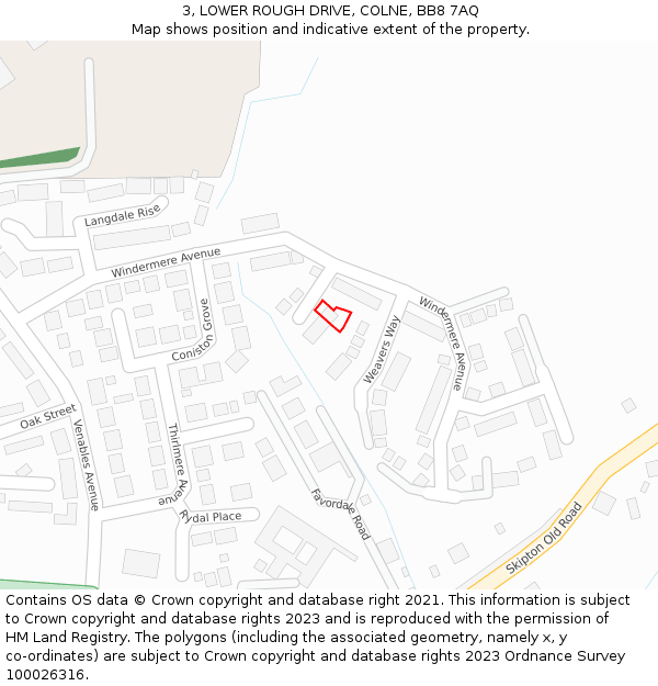 3, LOWER ROUGH DRIVE, COLNE, BB8 7AQ: Location map and indicative extent of plot