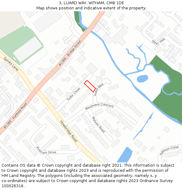 3, LUARD WAY, WITHAM, CM8 1DE: Location map and indicative extent of plot