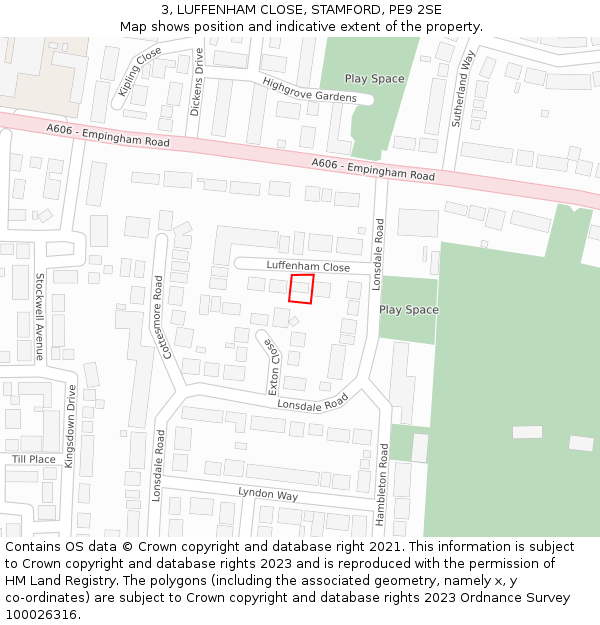 3, LUFFENHAM CLOSE, STAMFORD, PE9 2SE: Location map and indicative extent of plot