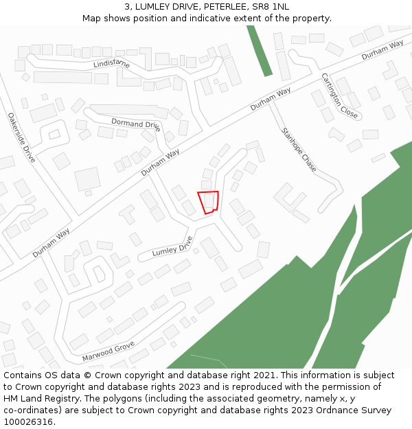 3, LUMLEY DRIVE, PETERLEE, SR8 1NL: Location map and indicative extent of plot