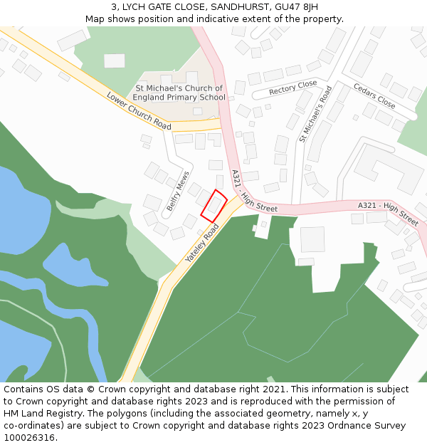 3, LYCH GATE CLOSE, SANDHURST, GU47 8JH: Location map and indicative extent of plot