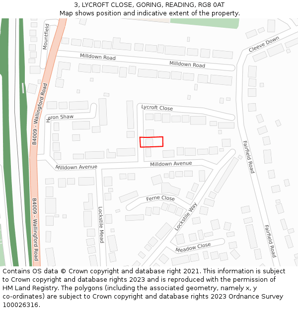 3, LYCROFT CLOSE, GORING, READING, RG8 0AT: Location map and indicative extent of plot
